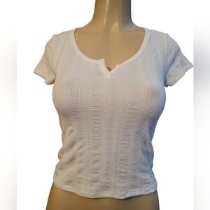 Antistar White Textured Women's Crop Top Small  Summer Spring